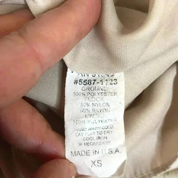 Waverly Grey Cold Shoulder Top Small Polka Dot Golden Stripe Peplum - Picture 10 of 10